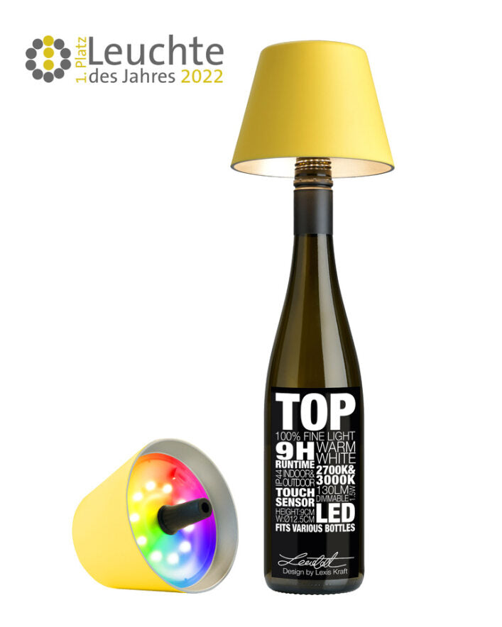 TOP 2.0 - RGBW-Akku-Flaschenleuchte, gelb