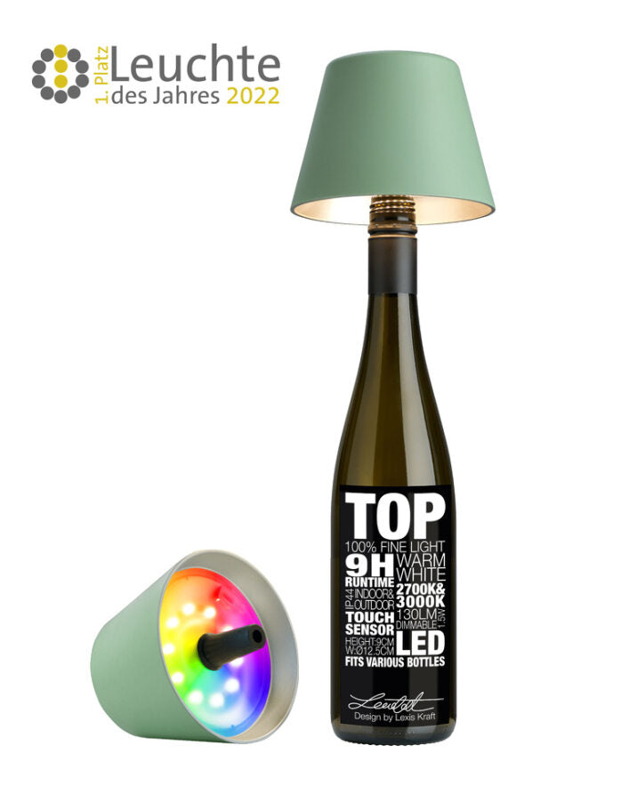 TOP 2.0 - RGBW-Akku-Flaschenleuchte, olivgrün